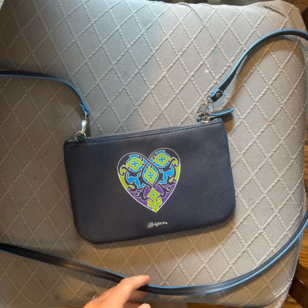 Brighton Blue Crossbody Bag with Colorful Heart